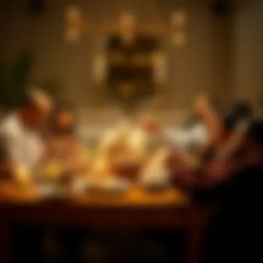 A family gathering around the iftar table sharing meals