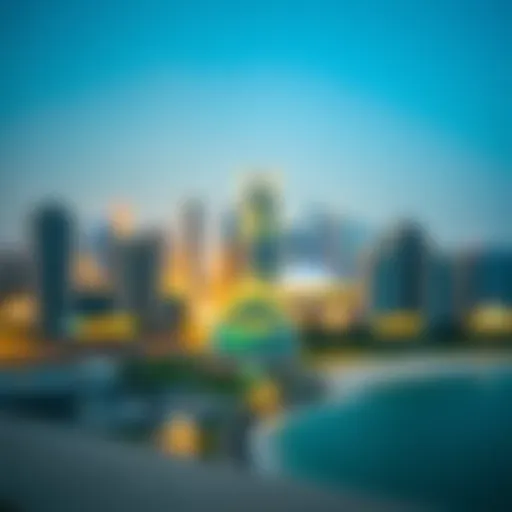 Stunning Skyline of JBR A panoramic view of Jumeirah Beach Residence showcasing the stunning skyline and beach