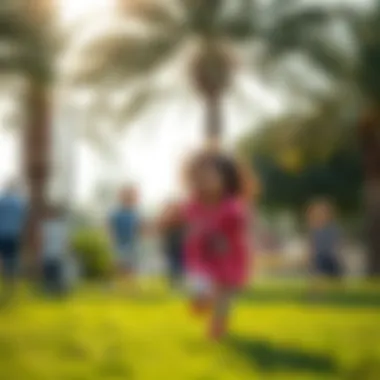 Joyful Moments in Khalifa Park Children playing in the park