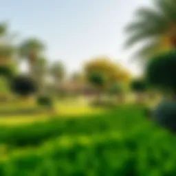Lush greenery in Khalifa Park