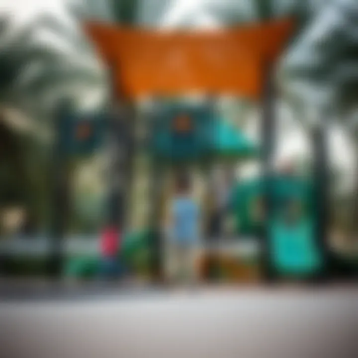 Children's Playground in Nad Al Hamar Park Children playing in the playground of Nad Al Hamar Park