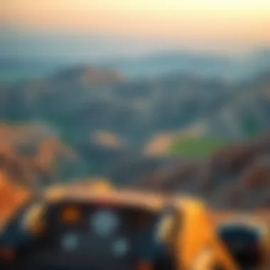 Majestic Hajar Mountains Surrounding Dubai A breathtaking view of the Hajar Mountains near Dubai, showcasing lush greenery and rocky terrain