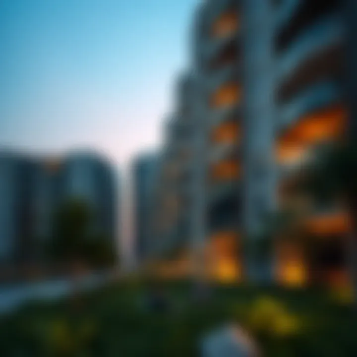 Modern residential buildings in Damac Hills 2