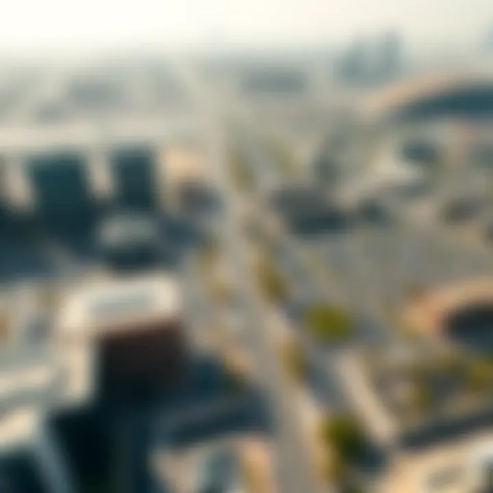Aerial view showcasing Dubai's urban landscape with various parking facilities
