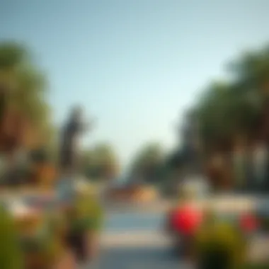Artistic elements and sculptures that adorn Rashidiya Park, enhancing its aesthetic appeal.