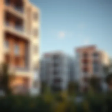 Modern residential buildings in Rbedan's community