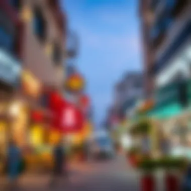 Vibrant Market in Al Barsha South Vibrant market scene in Al Barsha South with shops and cafes