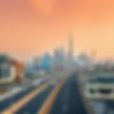 Panoramic view of Sheikh Mohammed Bin Zayed Road showcasing the skyline of Dubai
