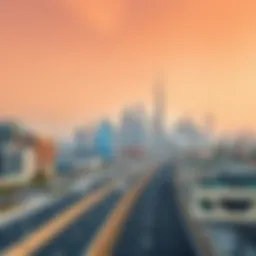 Panoramic view of Sheikh Mohammed Bin Zayed Road showcasing the skyline of Dubai