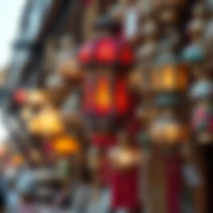 Intricate lanterns and souvenirs displayed in a traditional souk