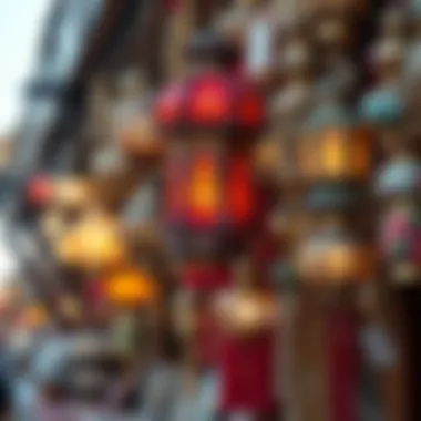Traditional Souk Treasures: Lanterns and More Intricate lanterns and souvenirs displayed in a traditional souk