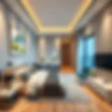 Modern studio flat interior in Al Qusais