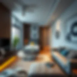 Contemporary studio flat interior design showcasing efficient use of space