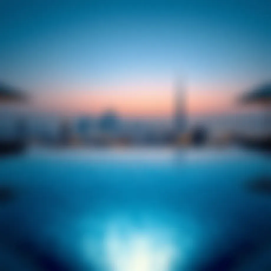 A luxurious infinity pool overlooking the Dubai skyline