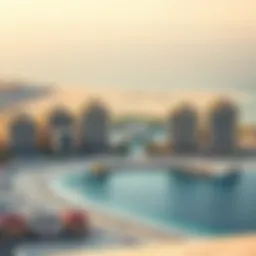 Panoramic view of Jumeirah Beach with luxurious resorts