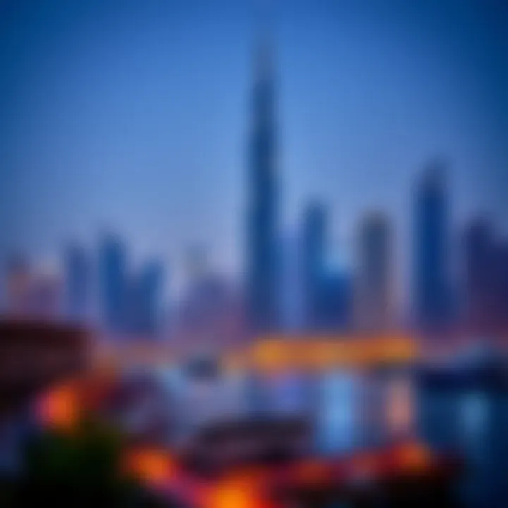 Business Bay Skyline with B2B Tower Business Bay skyline highlighting the B2B Tower