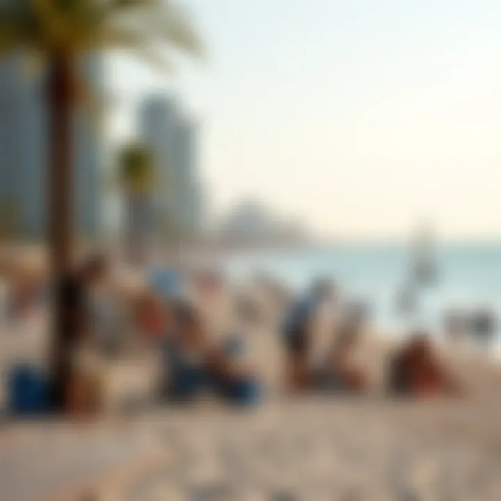 Recreation at Dubai Marina Beach Vibrant recreational activities at Dubai Marina Beach