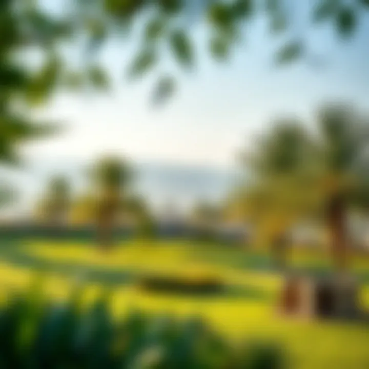 Lush green landscape in Damac Hills 2