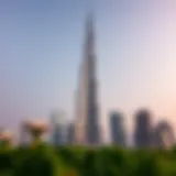 The Burj Khalifa towering above the skyline of Dubai
