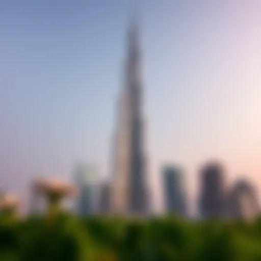 The Burj Khalifa towering above the skyline of Dubai