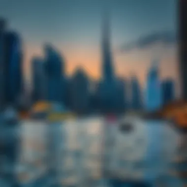 The serene waters of the Dubai Marina at sunset
