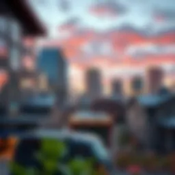 A vibrant urban skyline view showcasing Metro Central