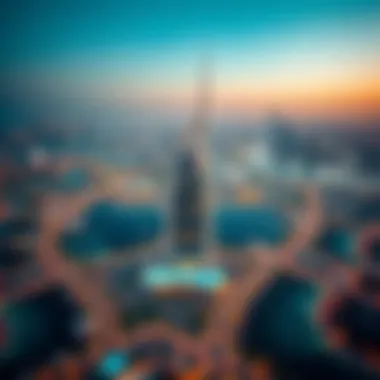 Dubai Skyline Featuring the Liwa Building Aerial view of Dubai with the Liwa Building as a focal point
