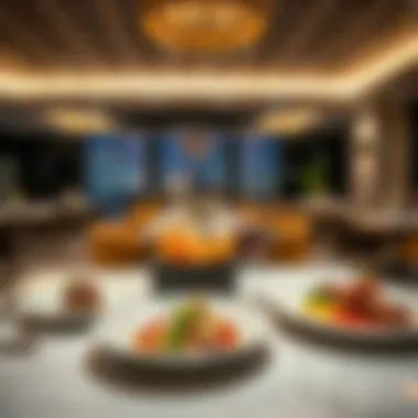 Gourmet dining setting with beautifully plated dishes