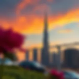 Stunning view of Marquise Tower at sunset
