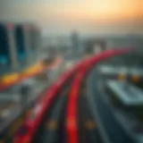 Aerial view of Dubai's Metro Red Line