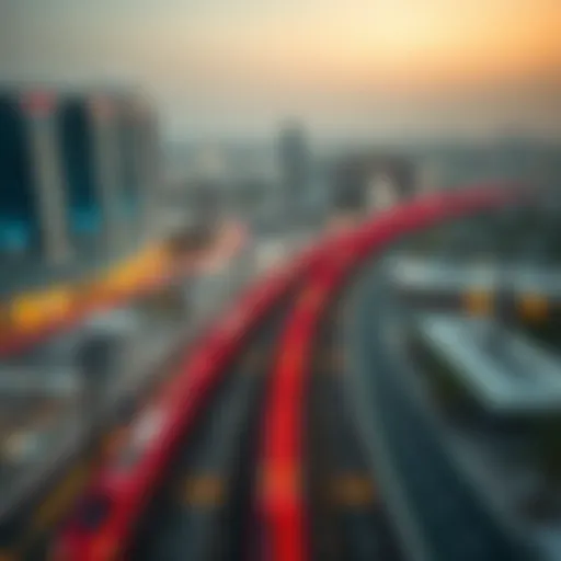 Aerial view of Dubai's Metro Red Line