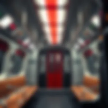 Interior of a Metro Red Line Train Interior of a Metro Red Line train showcasing modern design