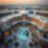 Aerial view showcasing the expansive layout of Festival City Mall in Dubai