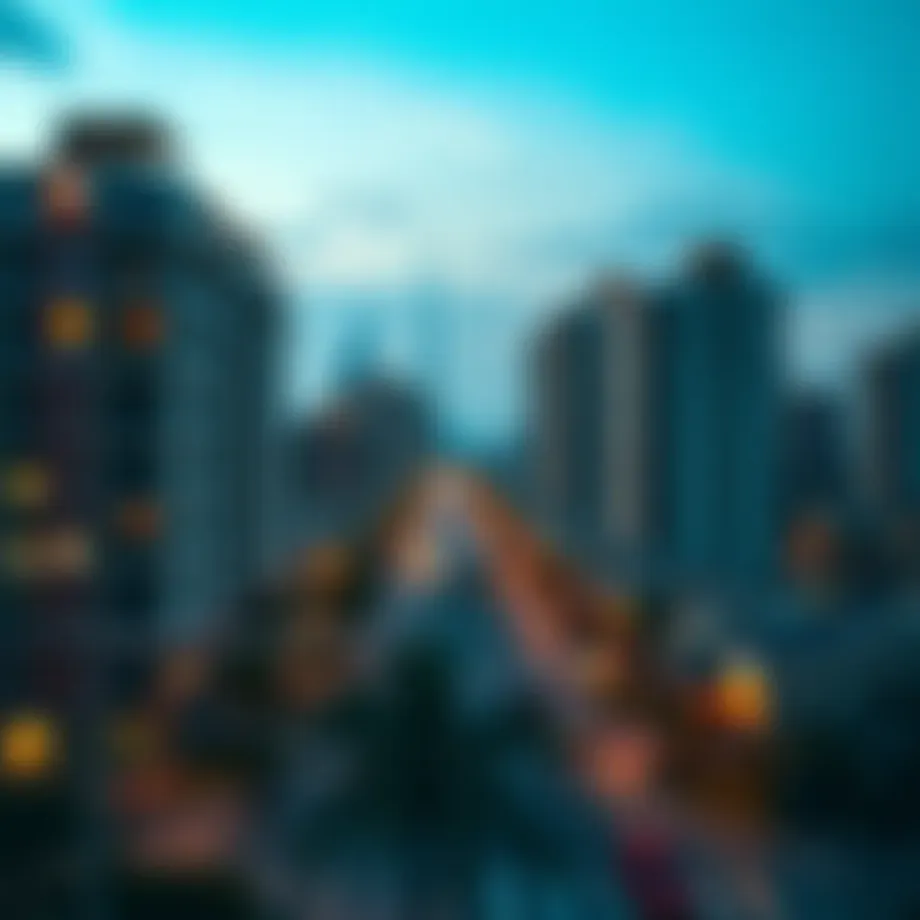 Overview of Dubai skyline with residential buildings