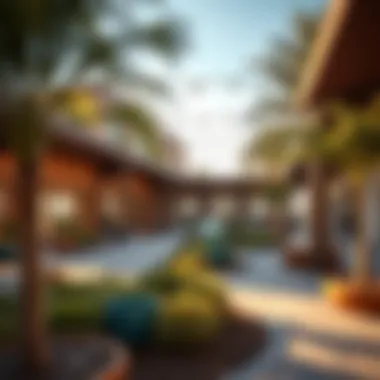 Sustainability Initiatives at Jubail Island A vibrant community gathering space designed for sustainability in Jubail Island.