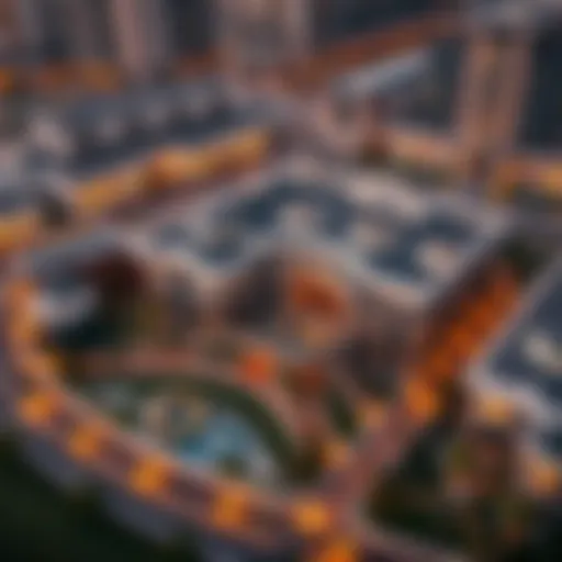 Aerial view of Montrell by Azizi showcasing its architectural elegance
