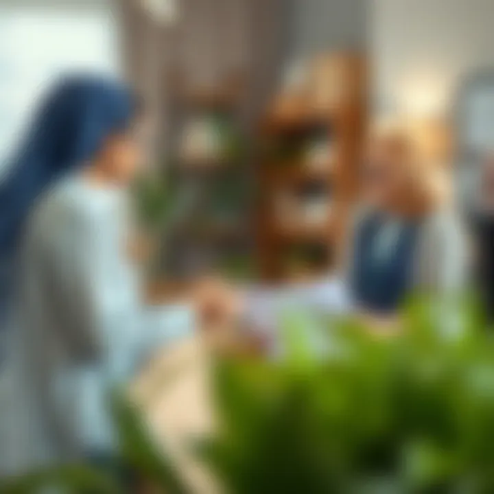 A couple discussing moving options with a service representative