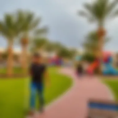 Community Park for Leisure in Azizi Meydan Vibrant community park in Azizi Meydan with families enjoying leisure activities.