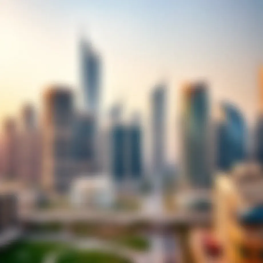 Stunning skyline view of downtown Dubai showcasing modern architecture