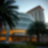 A detailed view of the Department of Economic Development building in Dubai showcasing its modern architecture.