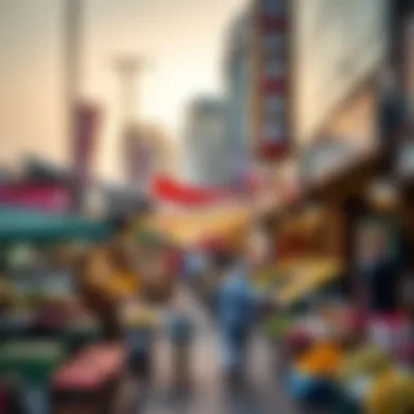 Dynamic Marketplace in Dubai A serene view of a bustling Dubai marketplace symbolizing the dynamic economy.