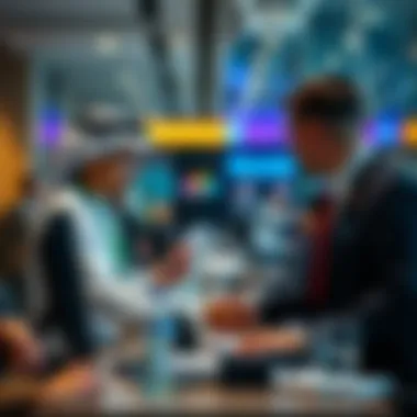 Customer service representative assisting clients