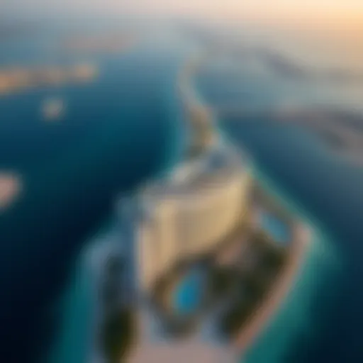 Aerial view of One Palm Jumeirah showcasing its unique architecture