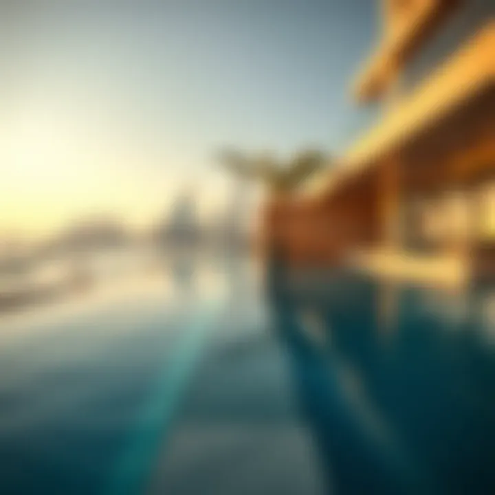 Stunning Infinity Pool at One Palm Jumeirah Infinity pool overlooking the Dubai skyline at One Palm Jumeirah