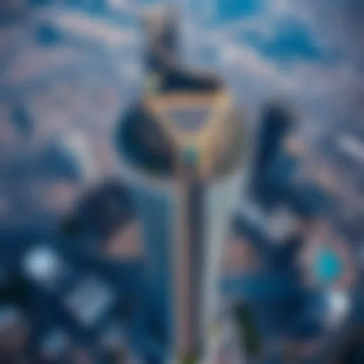 Stunning aerial view of Palladium Tower showcasing its unique architectural design