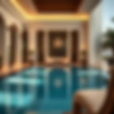A luxurious pool area in an upscale Dubai residence