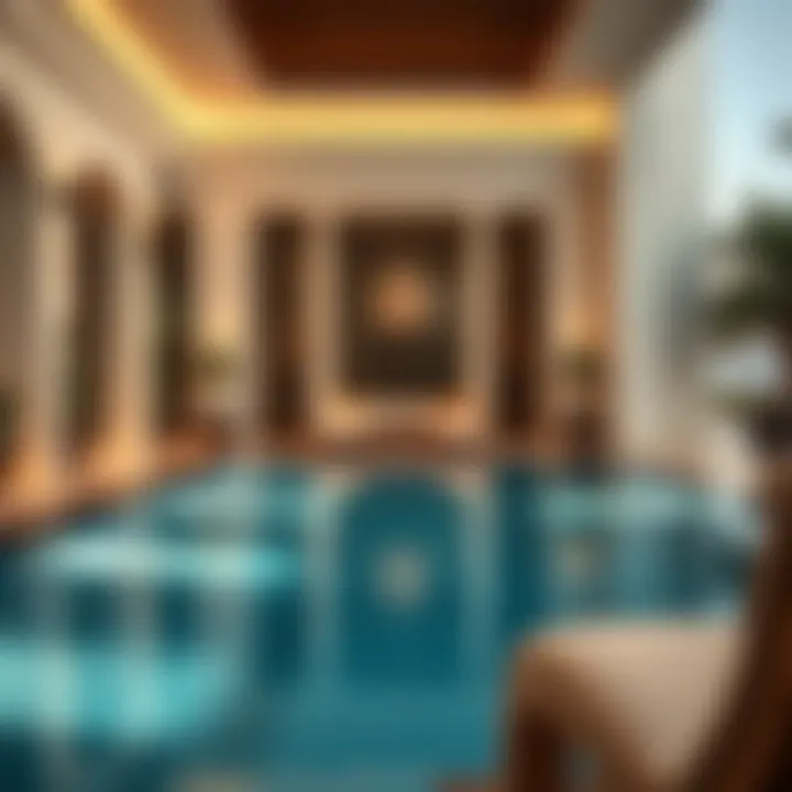 A luxurious pool area in an upscale Dubai residence