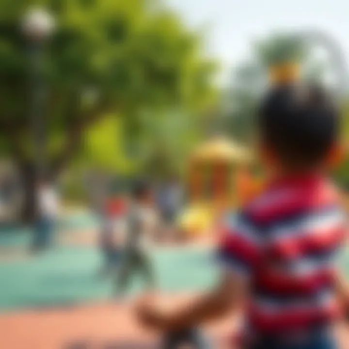 A vibrant playground area in Rabdan Park filled with children playing