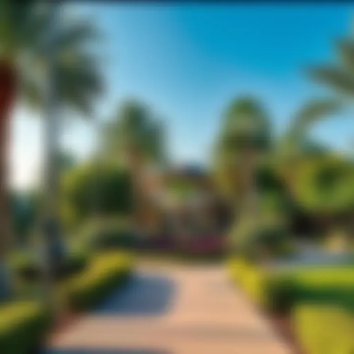 A serene view of Rabdan Park showcasing lush greenery