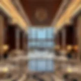 Luxurious interior lobby of Radisson Blu Marina Dubai